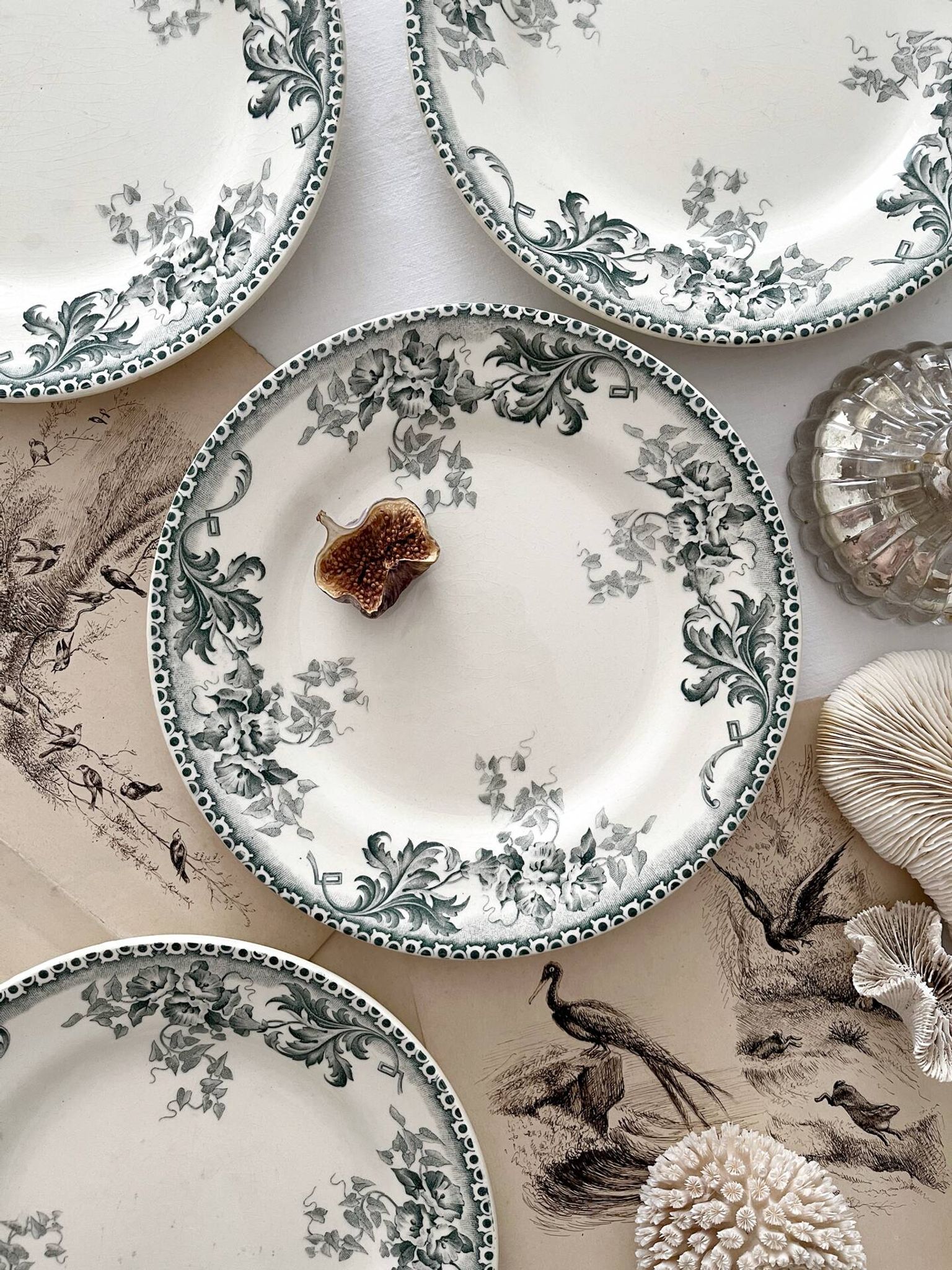4 dessert plates ironstone "Liserons" Choisy le Roi