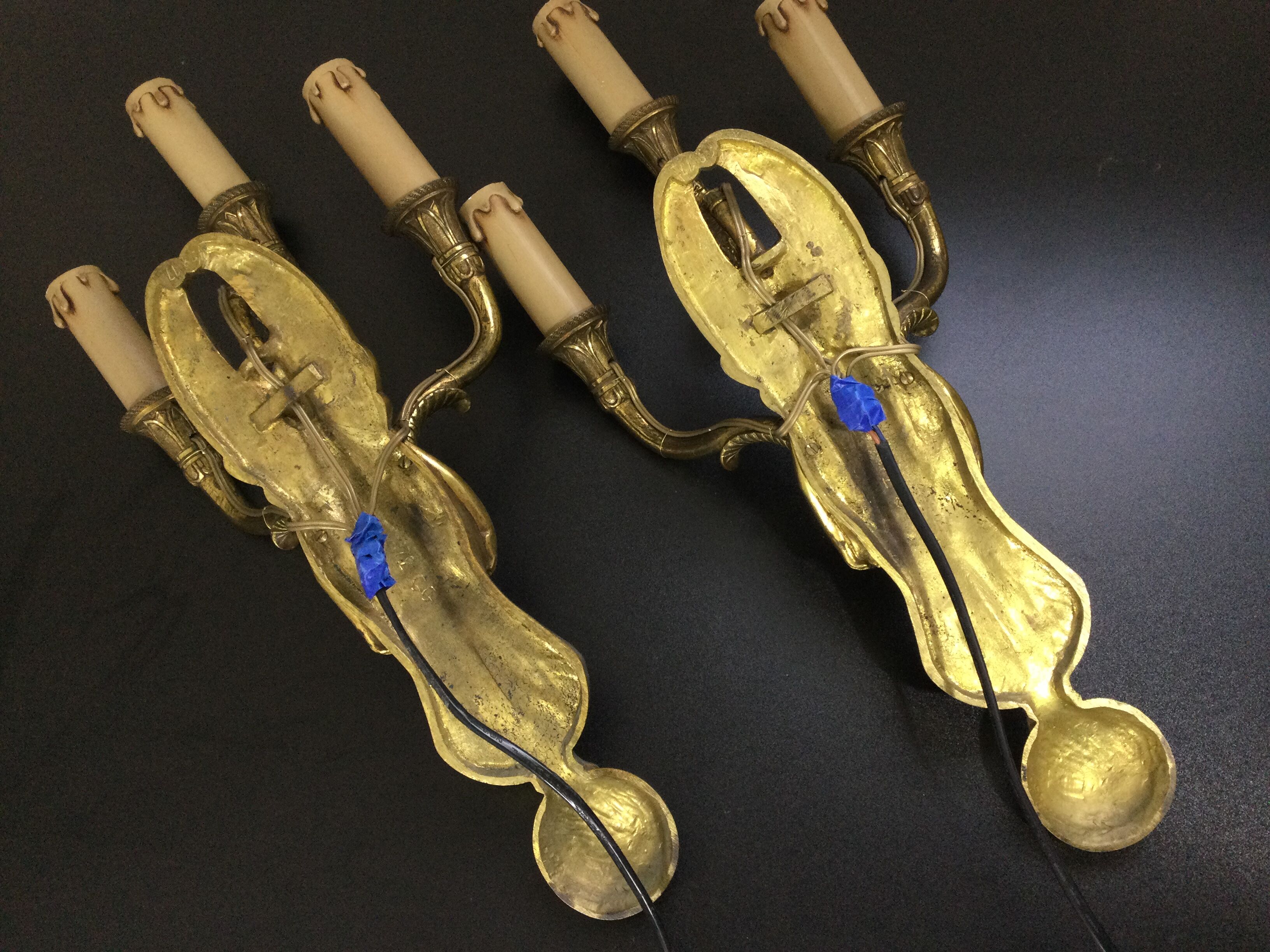 Pair of bronze empire sconces