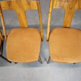 Set of four walnut dining chairs, Czechoslovakia, 1950s