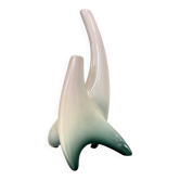 White and Green Ceramic Flower Vase Sculpture attr. to Vibi, Turin, Italy