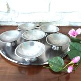 6 ice cream cups and a Guy Degrenne tray