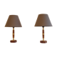Paire de lampes vintage en teck et laiton