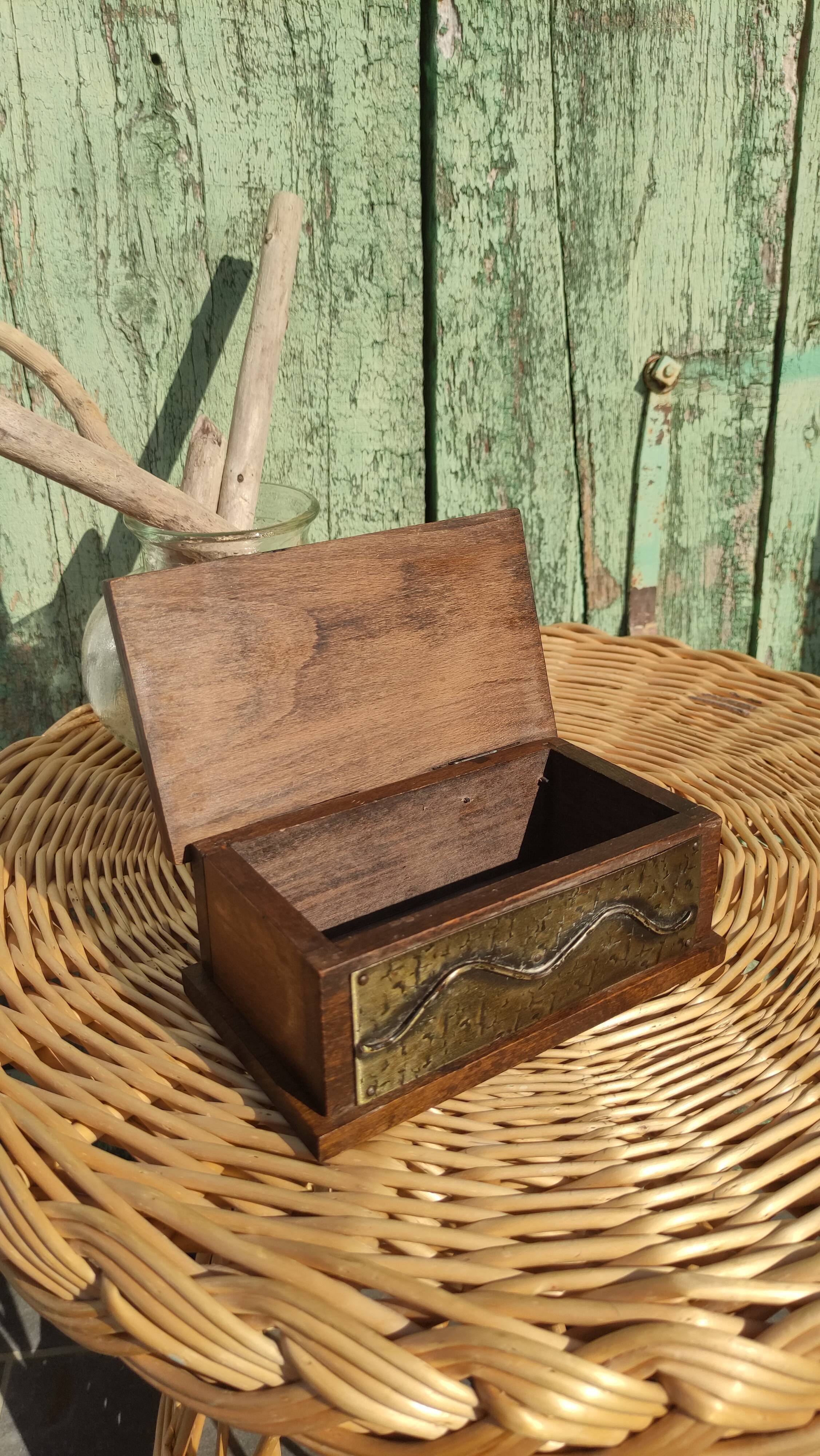 Vintage wooden and metal box