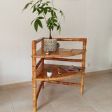 Table d'angle en bambou et rotin par Adrien Audoux et Frida Minet années 50