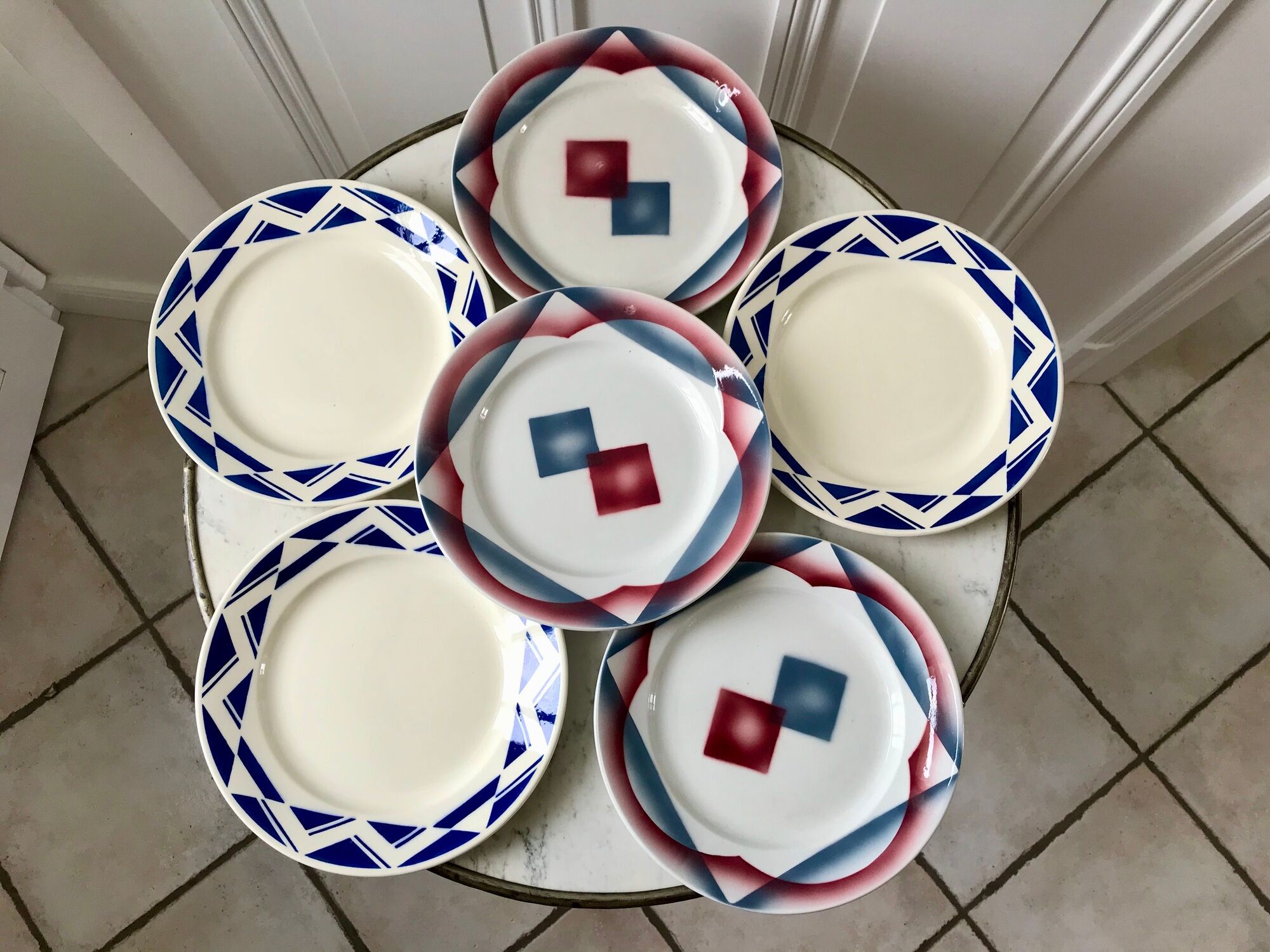 Set of 6 flat plates badonviller courville and sumatra 30s