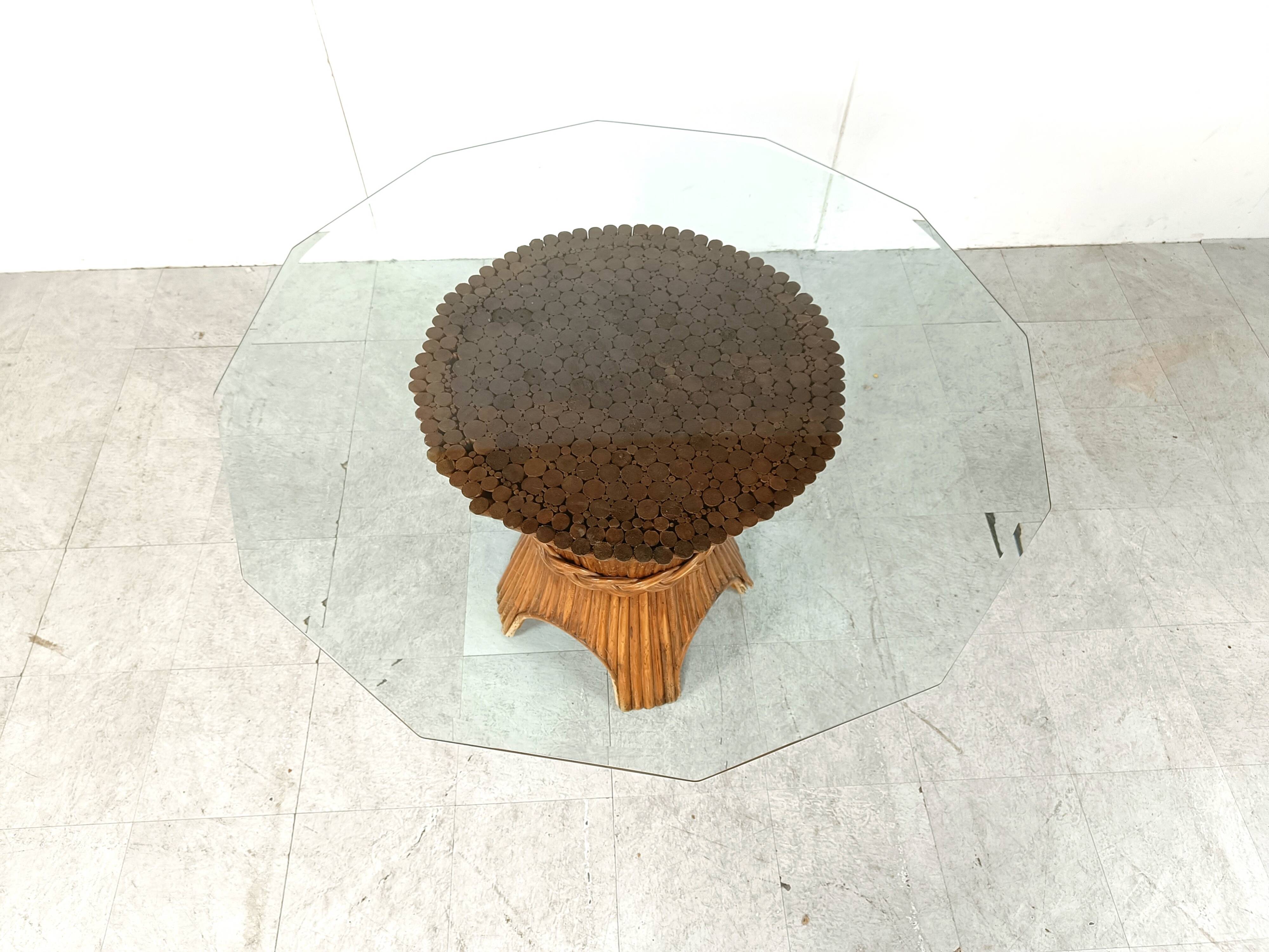 Vintage bamboo dining table, 1970s