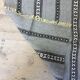 Handwoven vintage geometrical rug, grey background