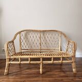 Vintage rattan two-seater sofa