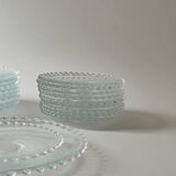19-piece set of plates and dessert plates in bubbled glass
