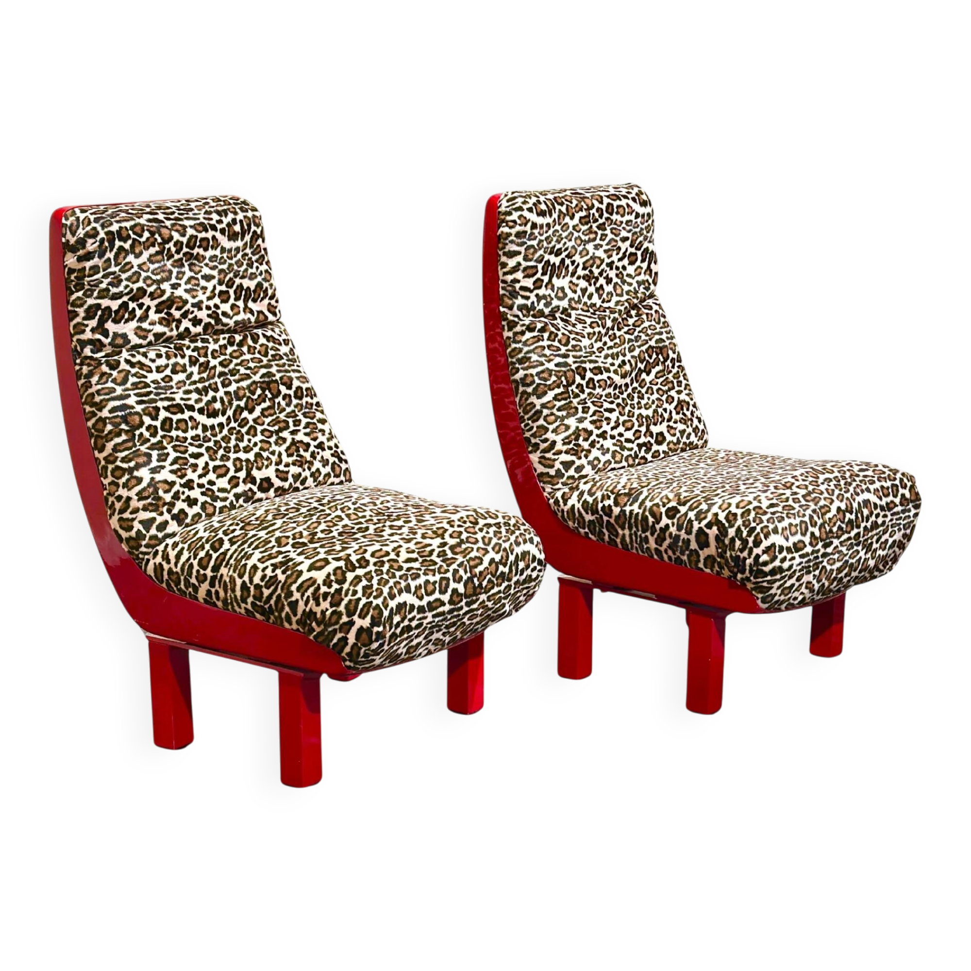 Ensemble de fauteuils lounge léopard postmodernes italiens – 1980