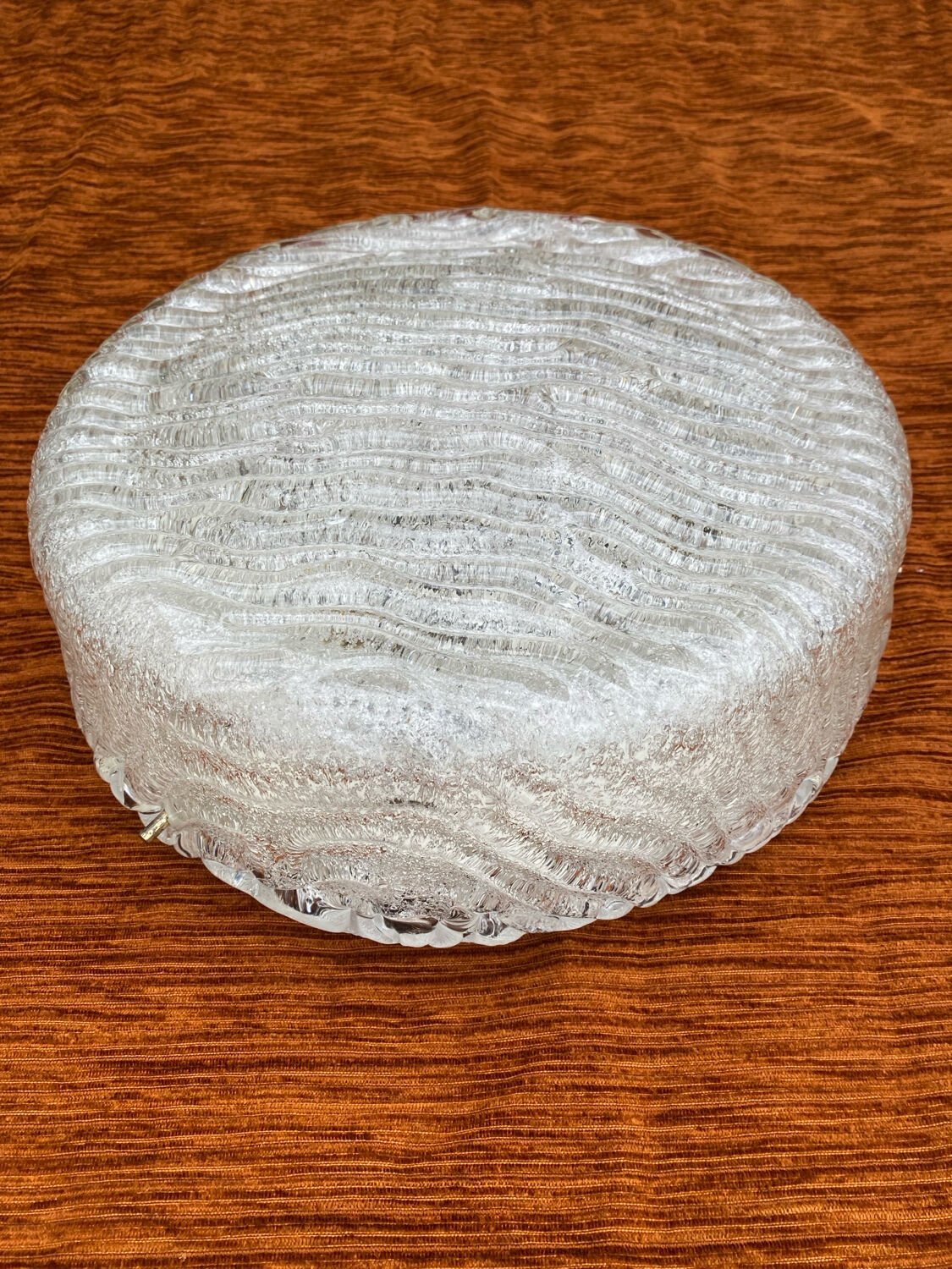 Vintage 1980s Round Molded Glass Ice Cube Wall Sconce