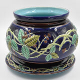 Cover-pot decor of murals in majolica Sarreguemines Majolica earthenware