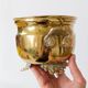 Cache-pot vintage en laiton sur pieds avec anses