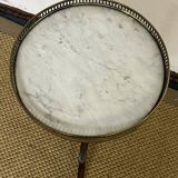Louis XVI style tripod pedestal table in mahogany and marble