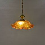 Hanging lamp in multiple layers glass and brass, by Vitrika Denmark 1980s
