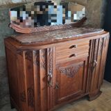 Old low art deco style sideboard, with marble and mirror