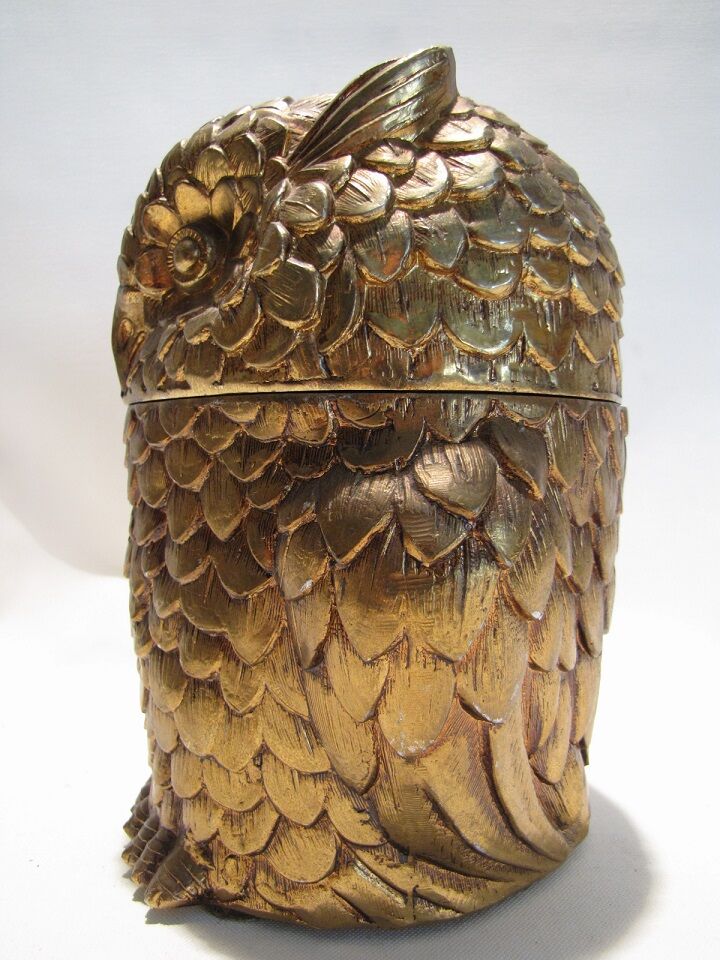 Owl gold metal Mauro Manetti 1970 ice bucket