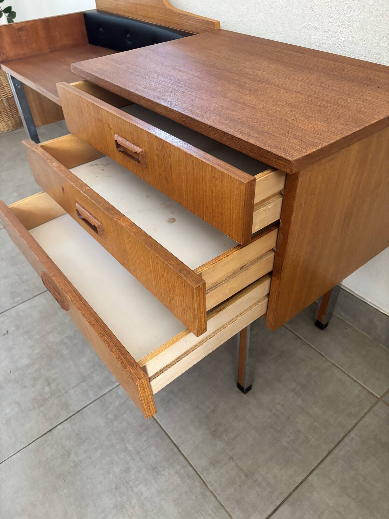 Coiffeuse scandinave vintage en teck, années 60