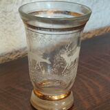 Screen-printed vase decorated with doe and deer 40s