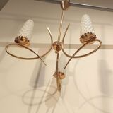 Chandelier suspension vintage tulips molded glass golden support