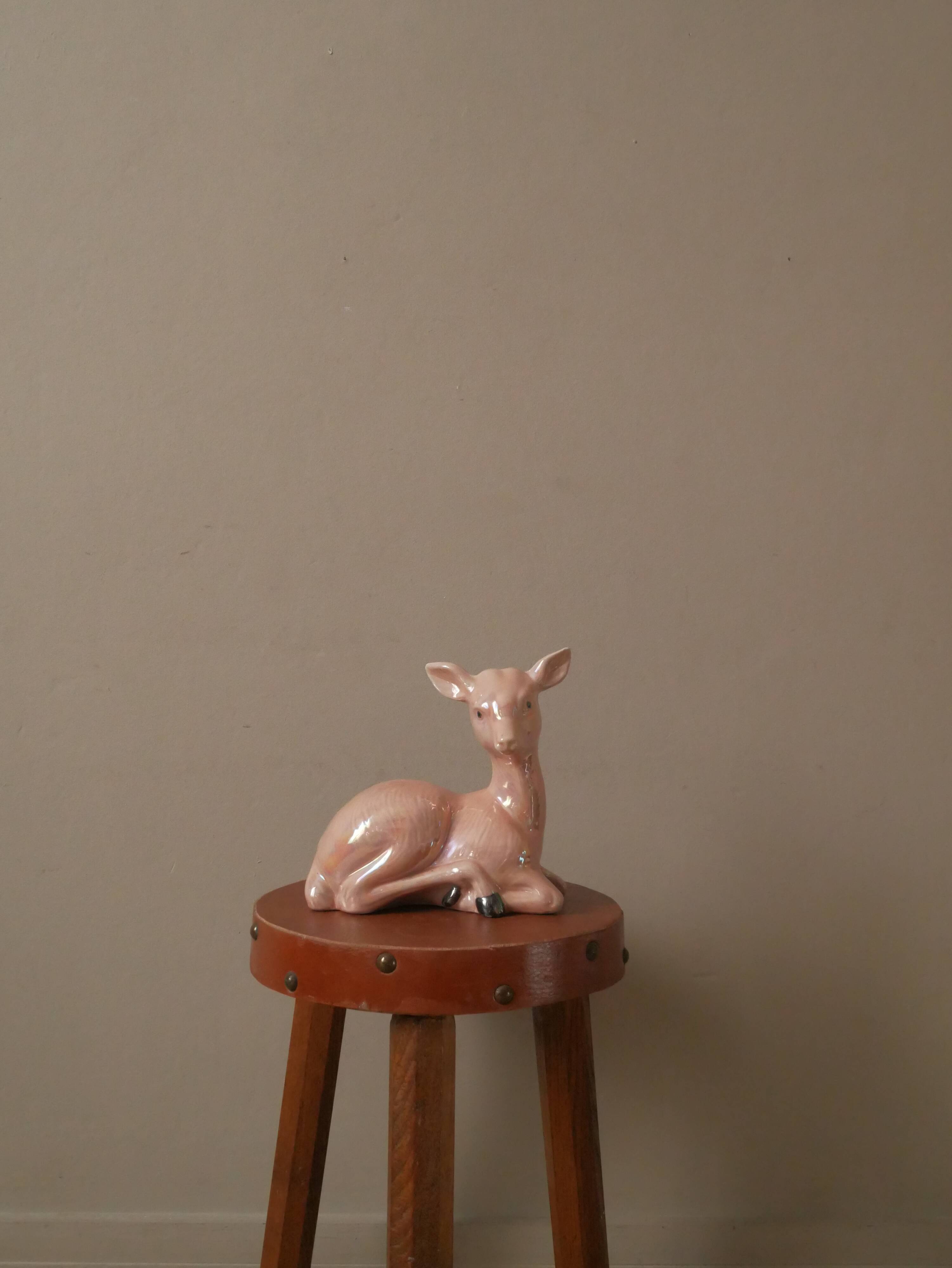 doe ceramic porcelain collection iridescent pink bambi vintage decoration kitsch 50s bohemian child