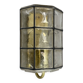 Wall light "Iron Rings" in brass and glass by Glashütte Limburg, Germany, 1970s