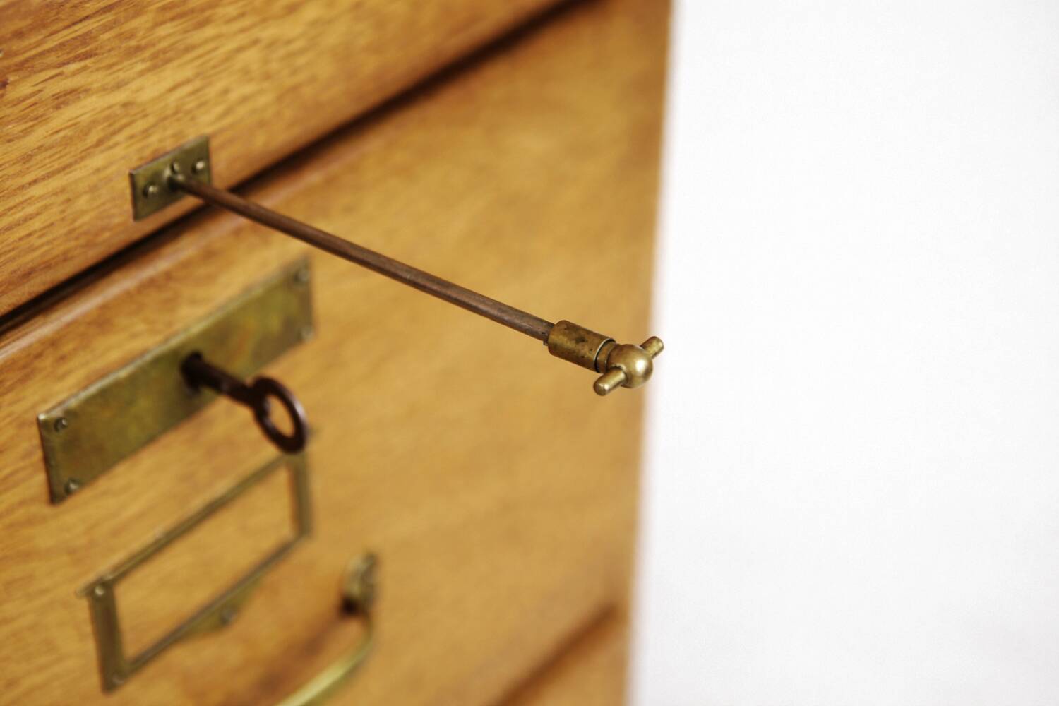 Vintage Industrial English Oak Filing Cabinet with Drawers, 1920s