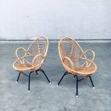 Set of Rattan Lounge Chairs attributed to Rohe Noordwolde, 1960s