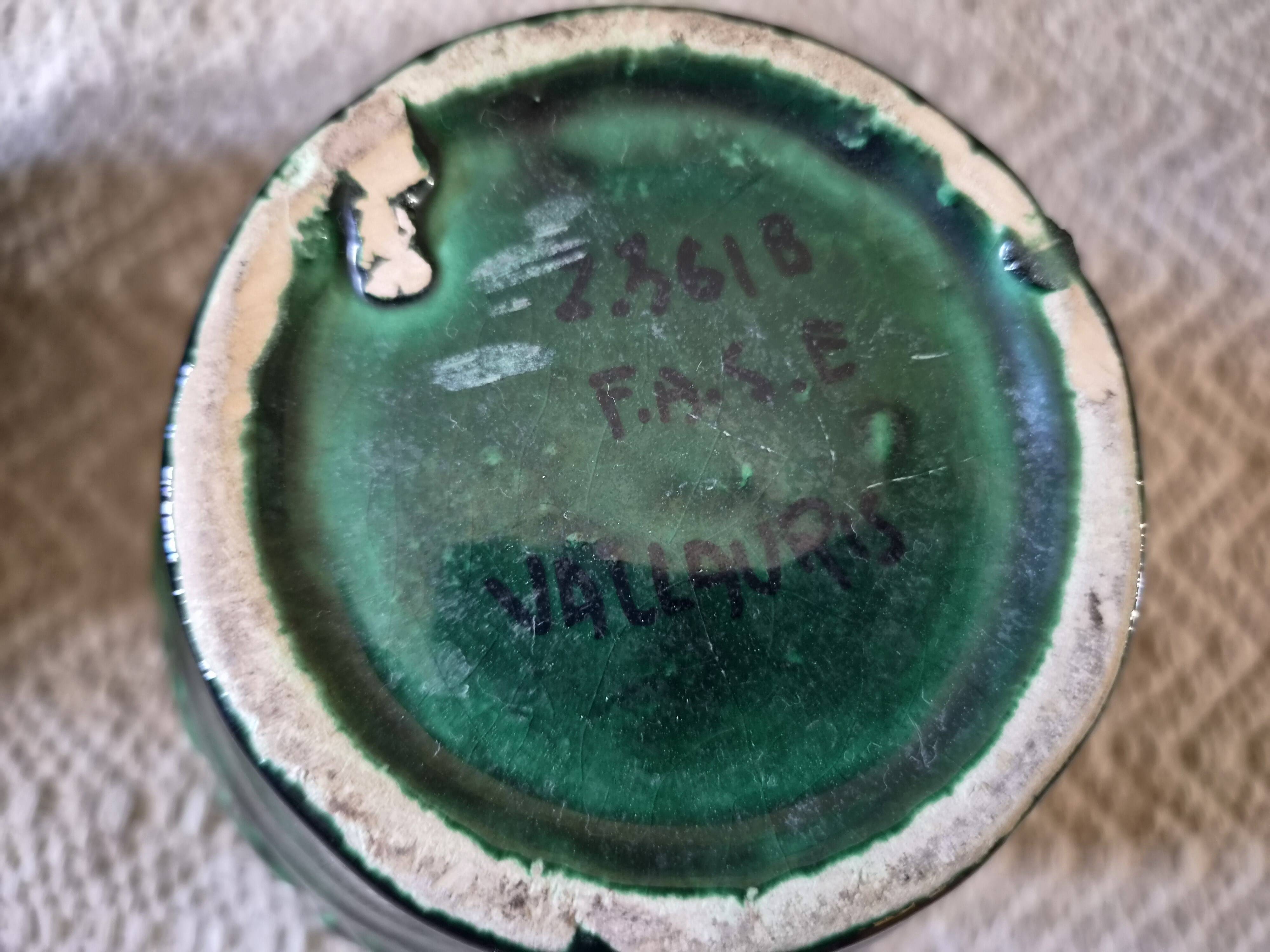 Vintage Vallauris trio of emerald green vases from the 50s/60s.