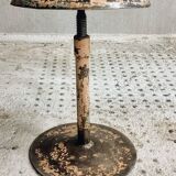 Old workshop stool iron swivel stool side table