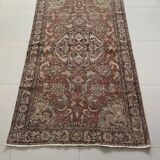 Tapis Vintage en laine nouée à la main, tons bleus et rouges, tapis Floral oriental turc, 125x217 Cm