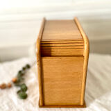Wooden index card box vintage curtain file