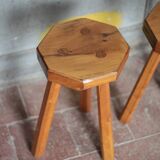 Paire de Tabouret vintage , tabouret bois octogonal , tabouret tripode