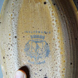 2 oval vintage stoneware/ceramic dishes from Salins, 1960s.