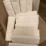 12 embroidered towels.damask fabrics linen silk.