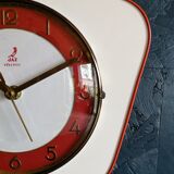 Vintage formica clock silent wall clock "Jaz white orange"