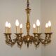French Antique Traditional Bronze 8 Light Chandelier Acanthus Detail 5566