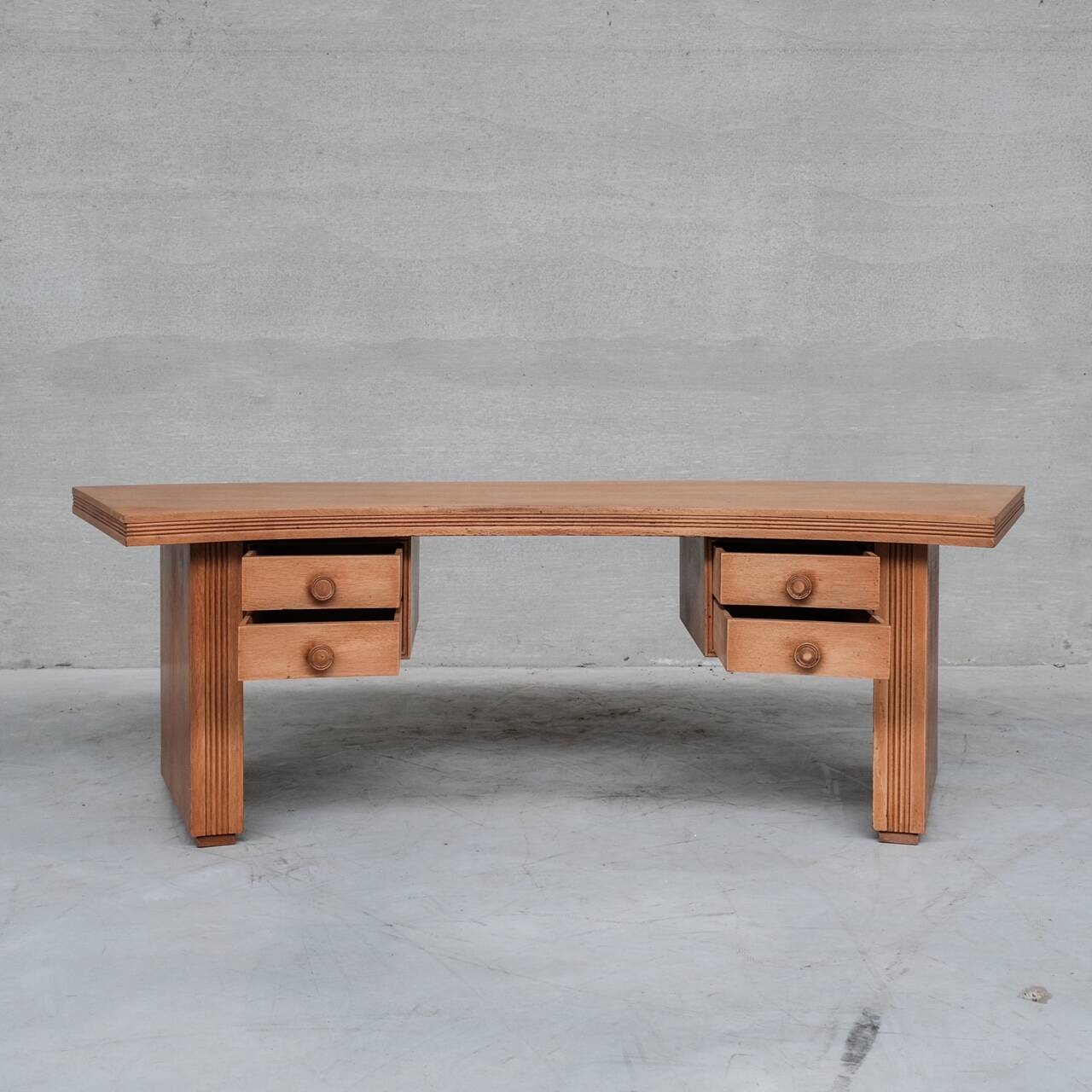 Mid-Century Oak Curved French Desk
