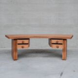 Mid-Century Oak Curved French Desk