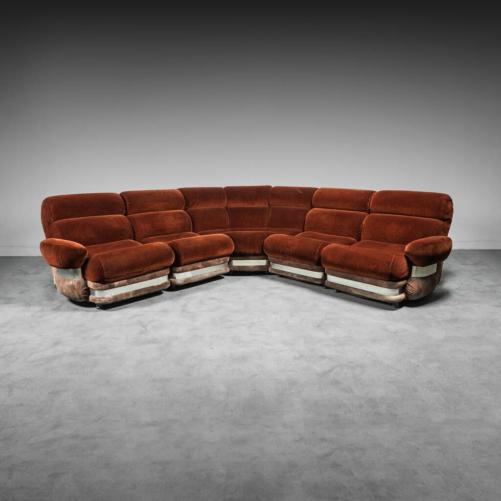Modular sofa 5 seater fabric burgundy 70