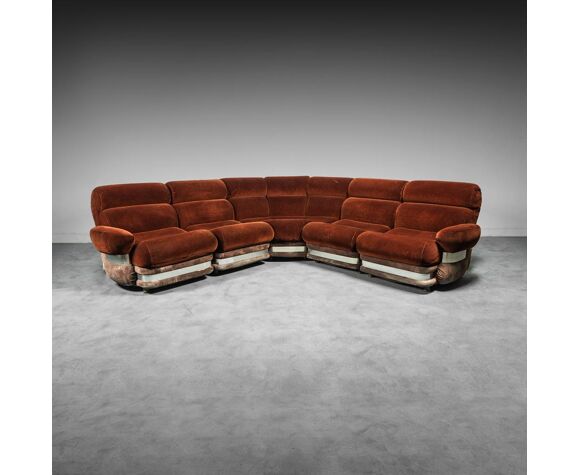 Modular sofa 5 seater fabric burgundy 70 | Selency