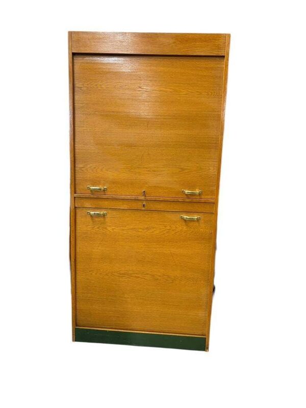 Armoire d'archives vintage en bois / armoire à rideaux / armoire à compartiments
