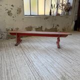 1950s oak bench with red patina, 2m