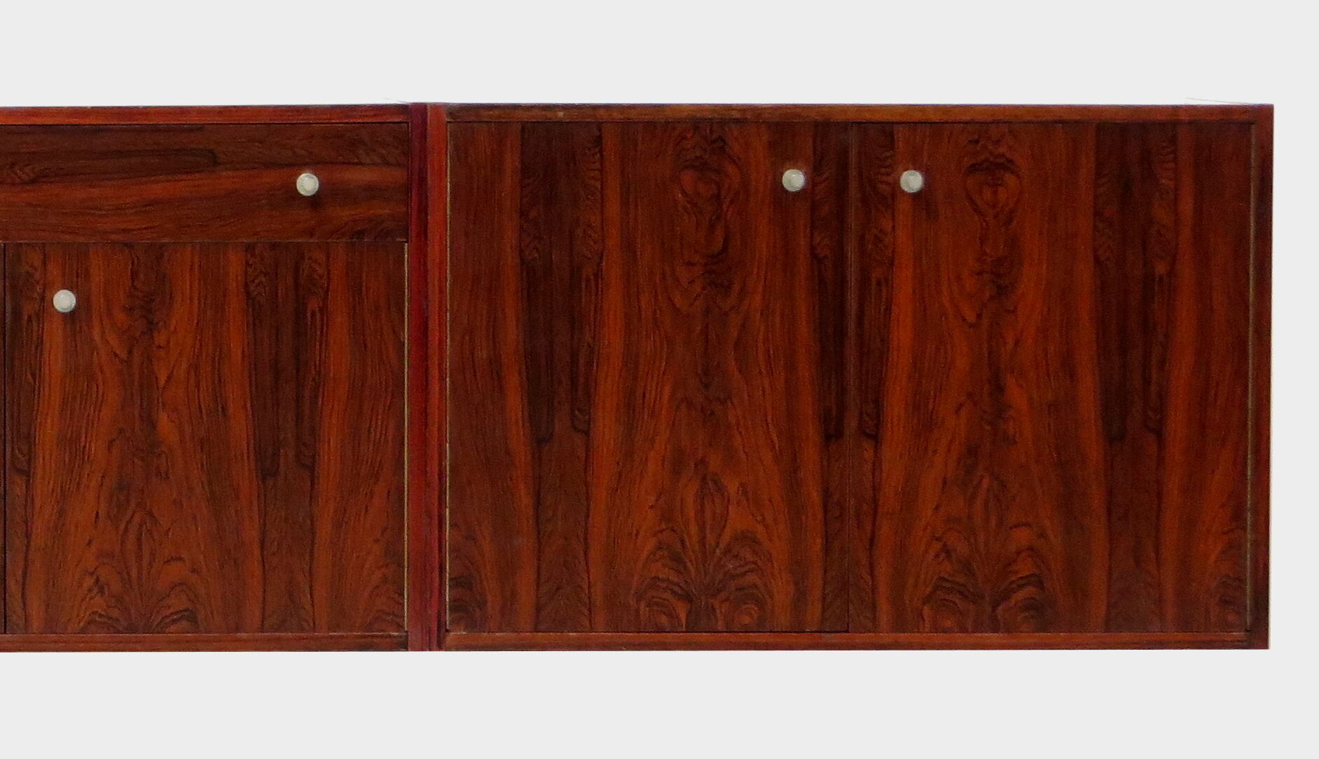 Rosewood wall mounted floating sideboard / TV cabinet / bookcase wall system unit, 1960s