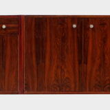 Rosewood wall mounted floating sideboard / TV cabinet / bookcase wall system unit, 1960s