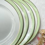 6 Vintage French Orchies "VILLARS" dinner plates 1950 white green gold