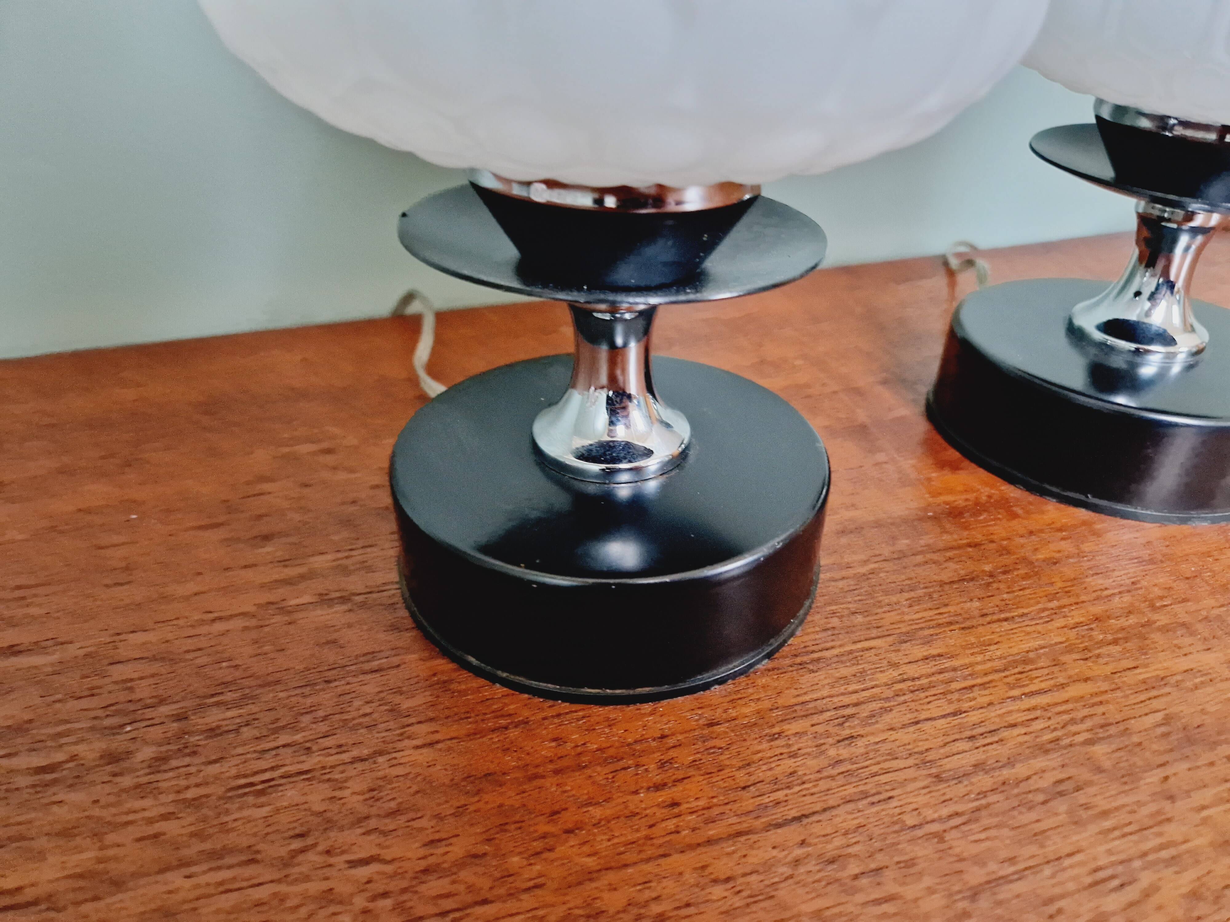 Pair of glass bedside lamps, 1970s