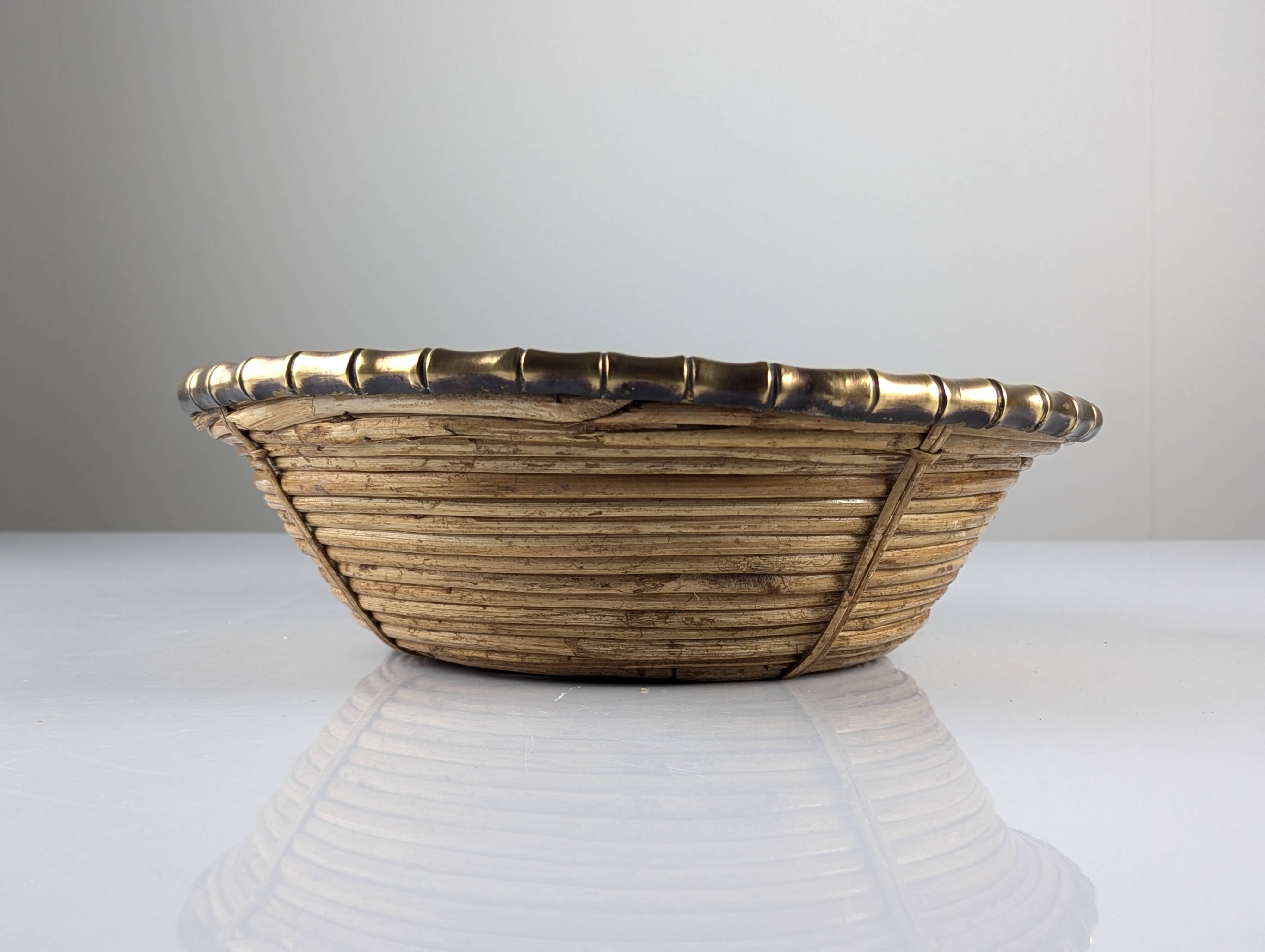 Rattan and brass centrepiece, Italy, 1970s