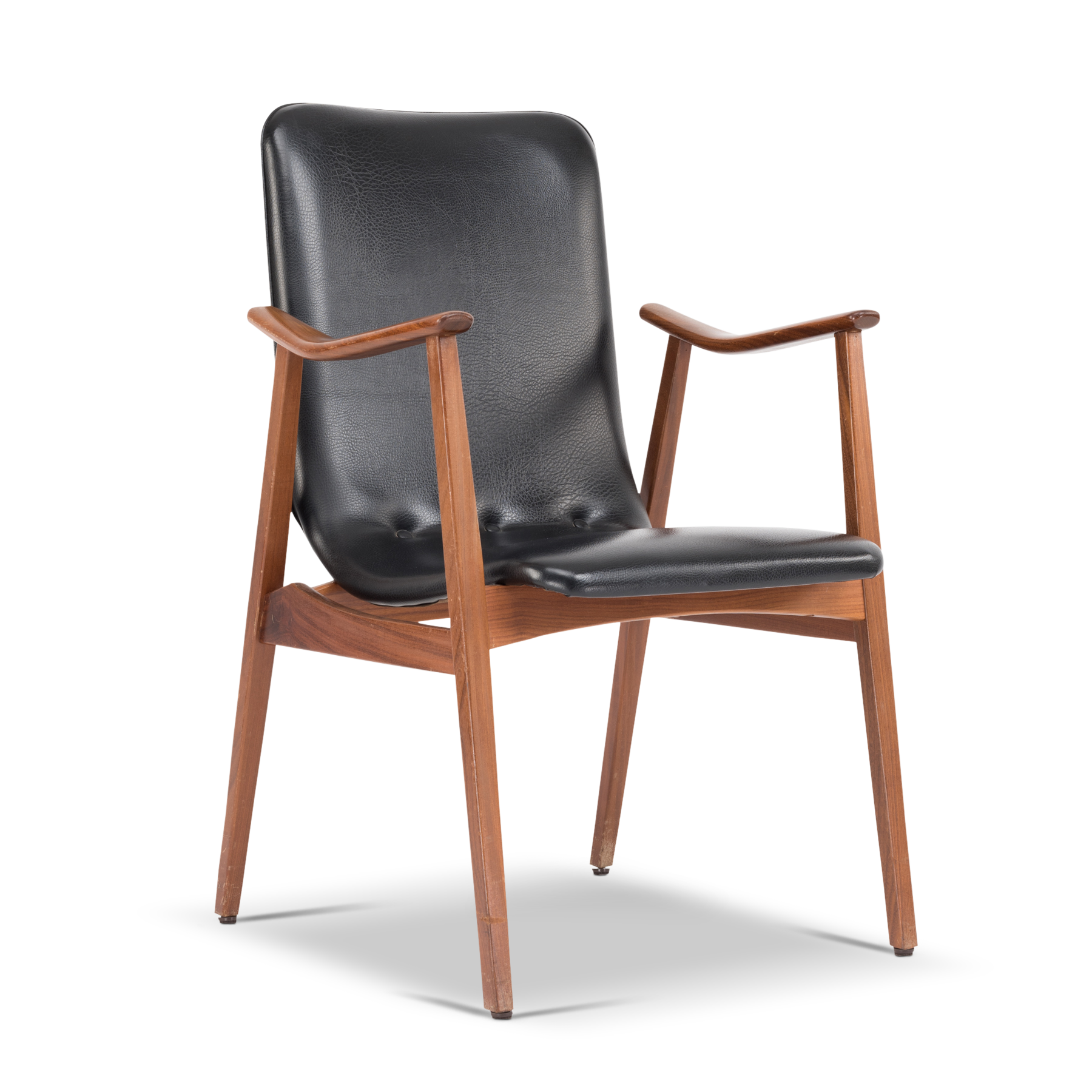 Dutch Black Leather Chair by Louis van Teeffelen for WeBe, 1960s