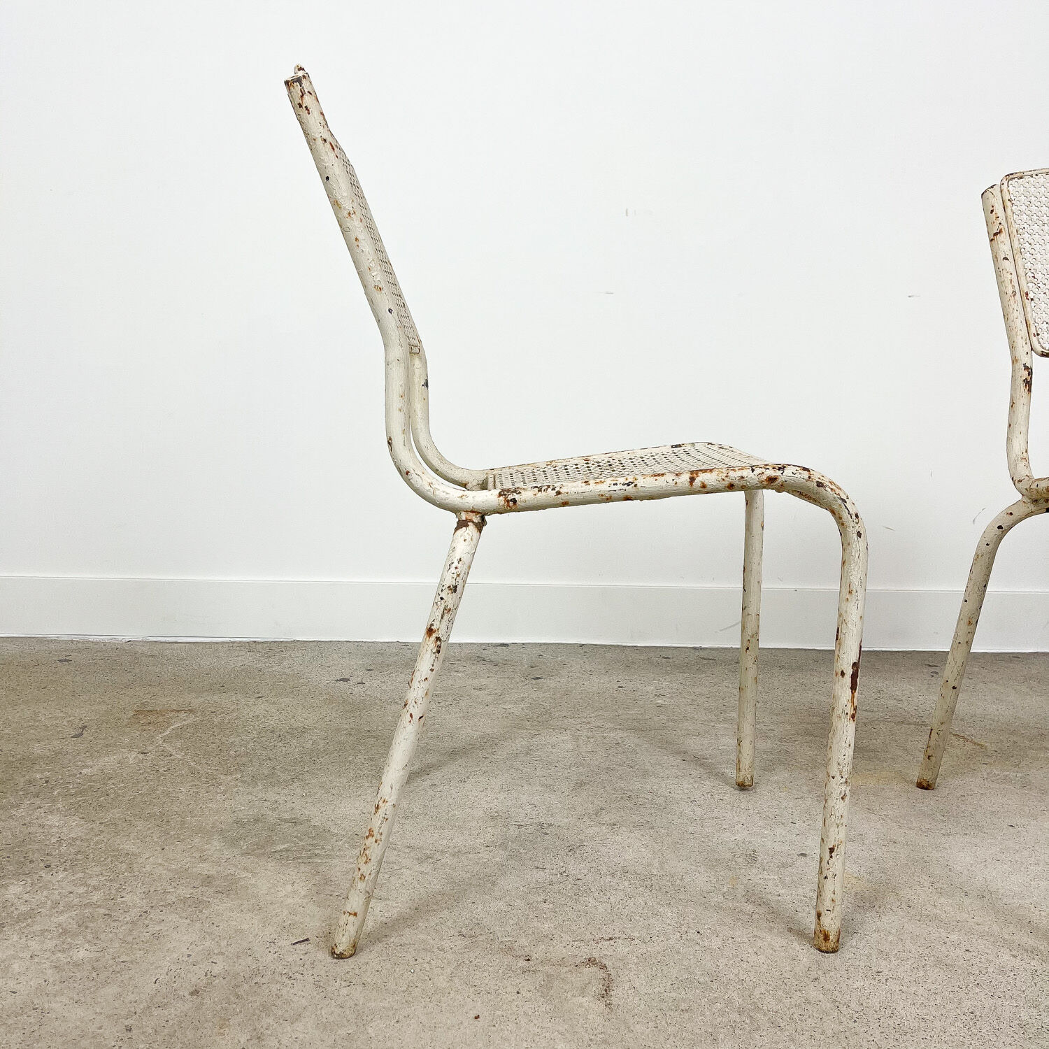 Set of three vintage industrial bistro chairs by Matieu Matego